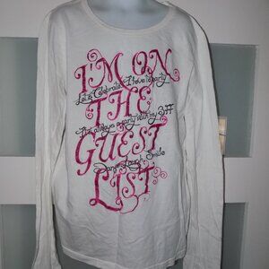 P.S. Aeropostale White LS I'm On the Guest List Shirt Size XL (14) Girl's